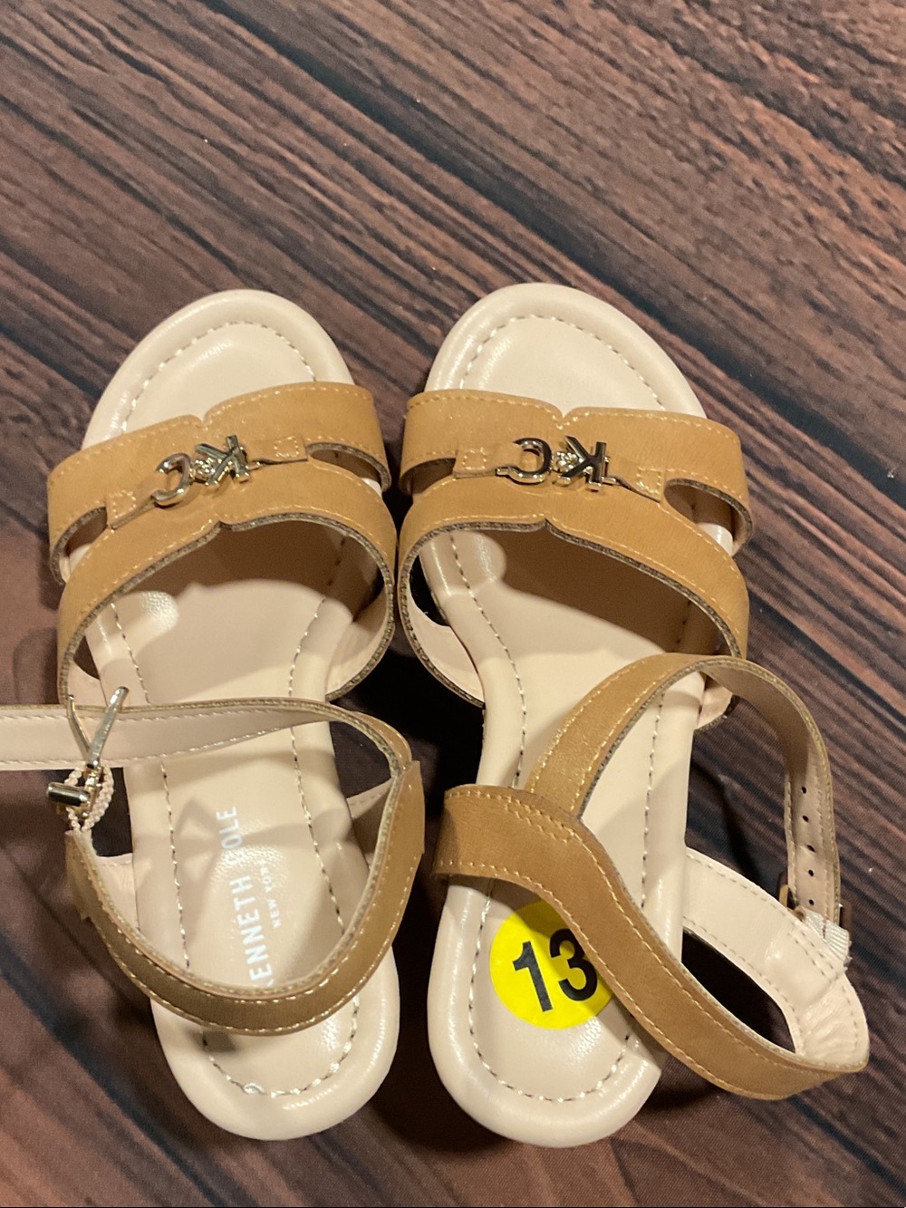 Kenneth Cole Kids Beige/Tan Double-Strap Sandals with Logo Accent